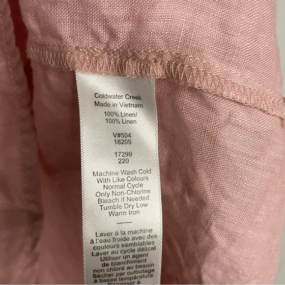 Coldwater Creek Pink 100% Linen Pintuck Top Tunic Shirt  XL - Picture 5 of 6